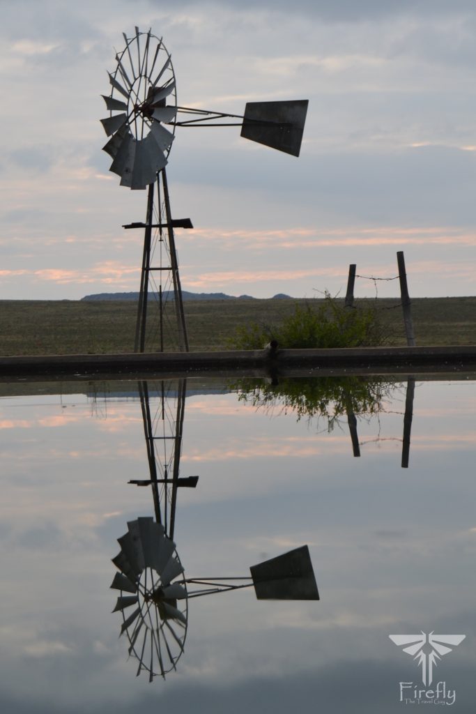 Windpomp reflection, Hillston Farm near Middelburg in the Karoo Heartland, Northmead Country House, farmstay